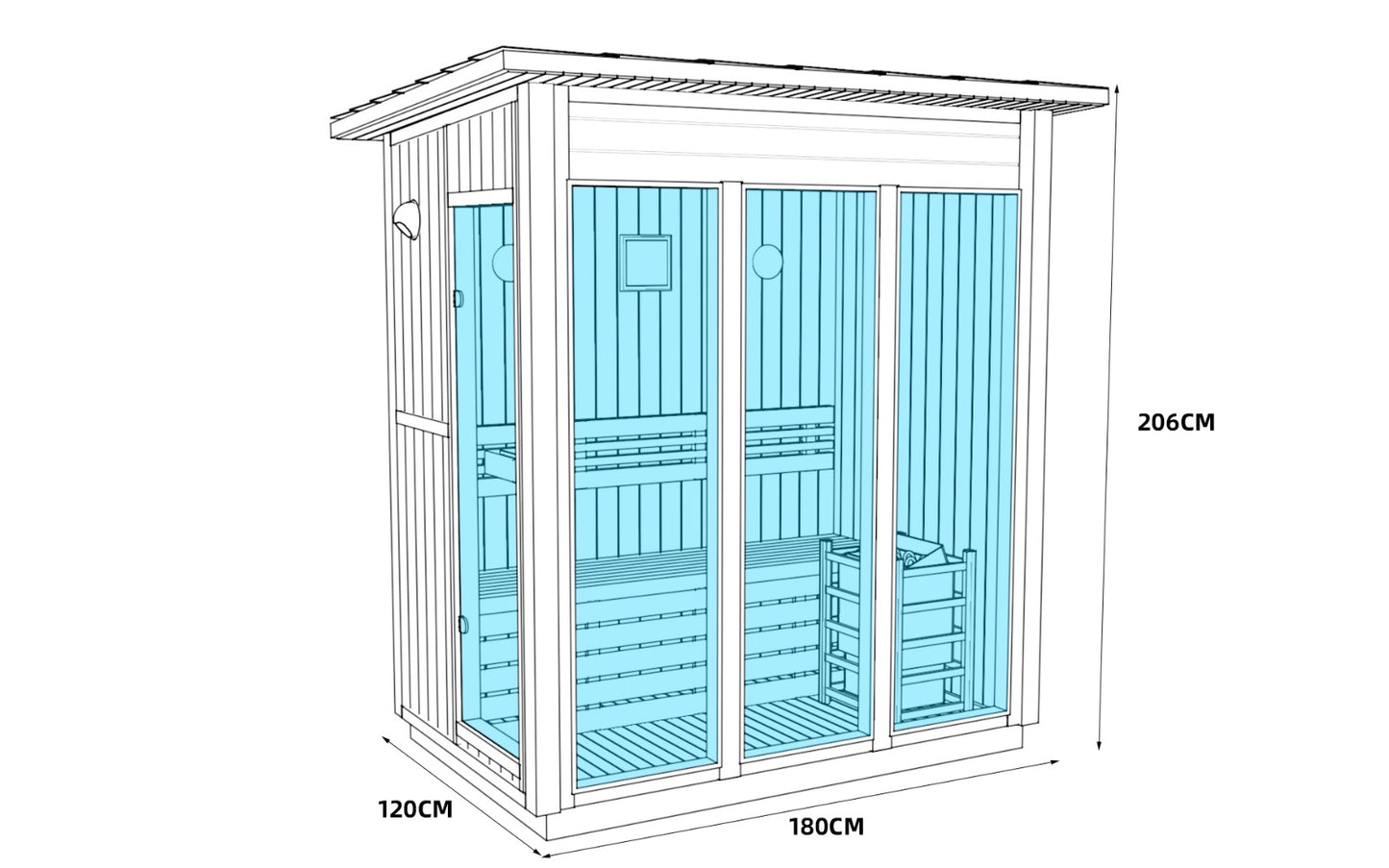Single Bench Modern Box Outdoor Sauna