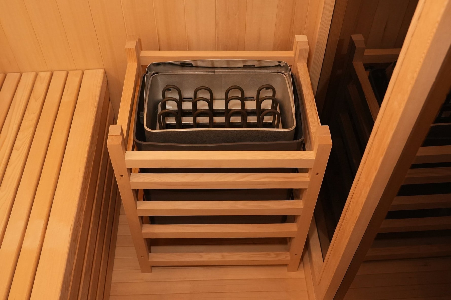 Single Bench Modern Box Outdoor Sauna - Steam Saunas