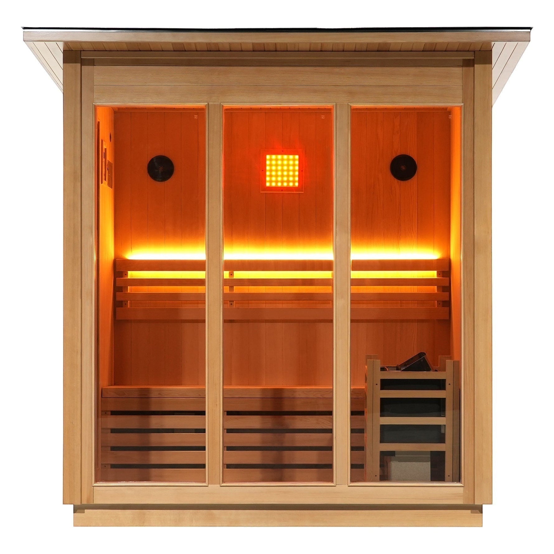 Single Bench Modern Box Outdoor Sauna - Steam Saunas