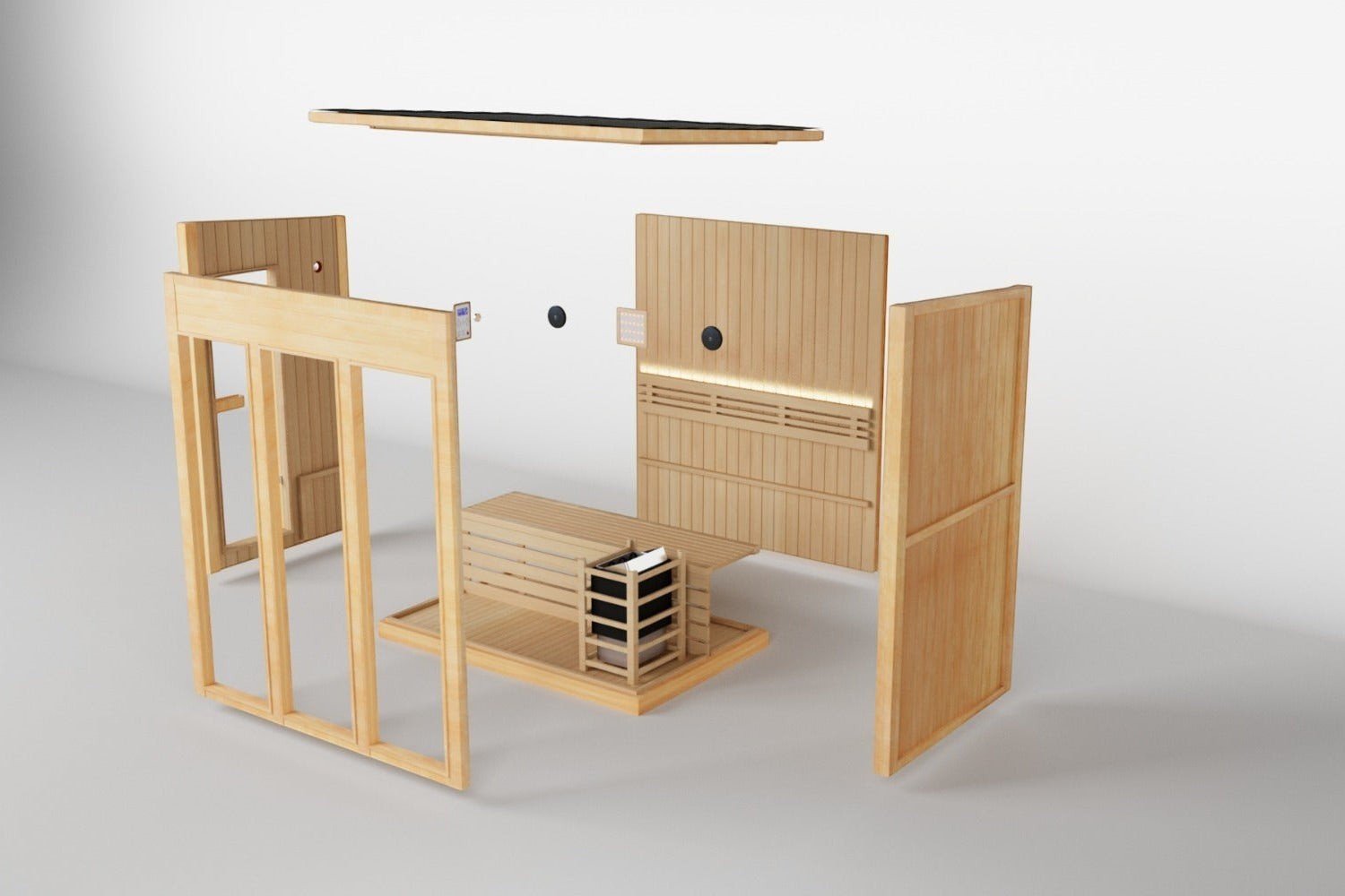 Single Bench Modern Box Outdoor Sauna - Steam Saunas