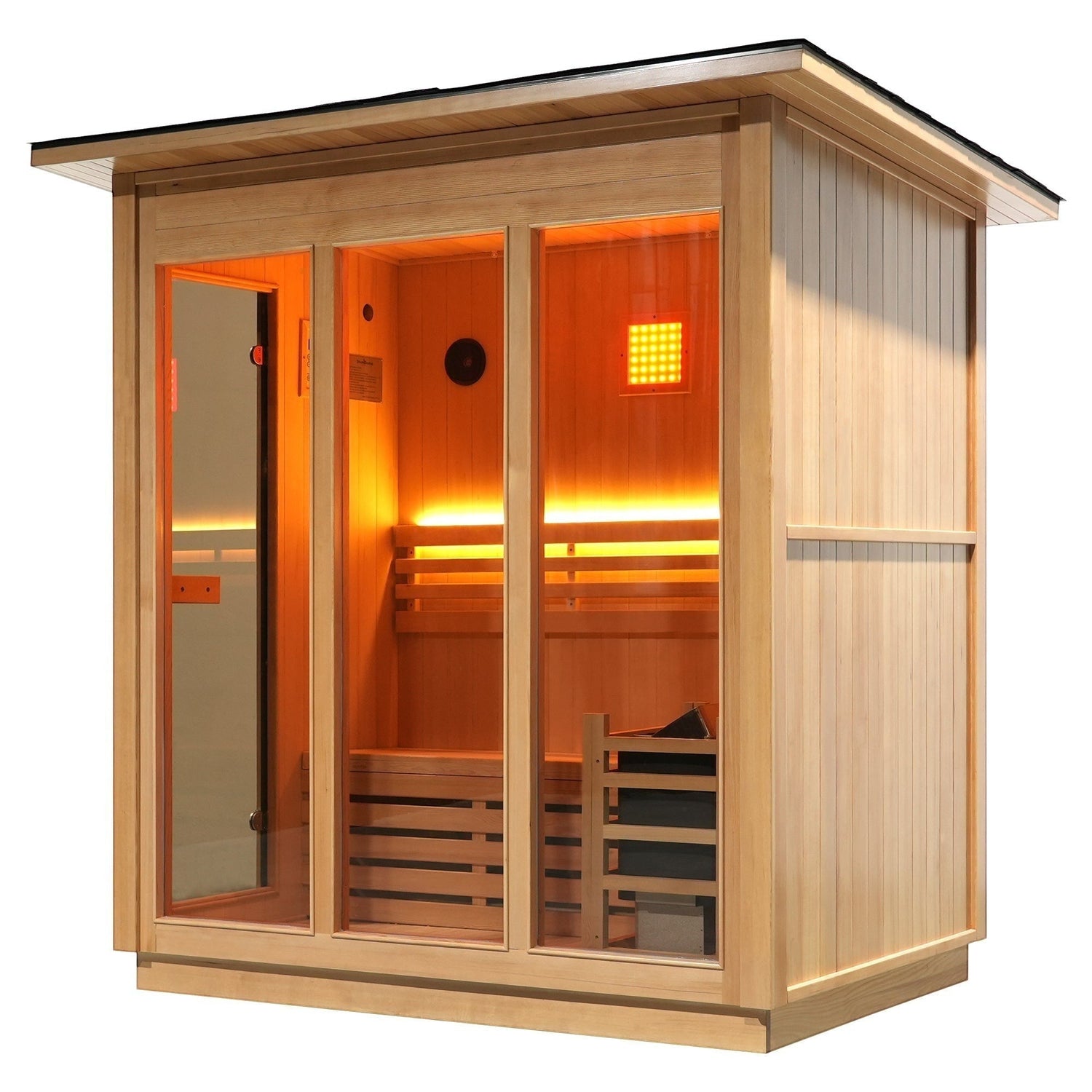 Single Bench Modern Box Outdoor Sauna - Steam Saunas
